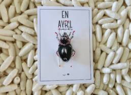 Cette broche En Avril est un bijoux brodé à la main